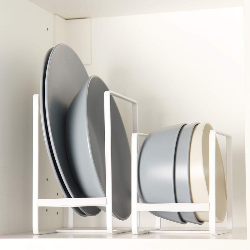 ORZ Organizer for Cabinet, Set of 2 Plate Holders Metal Plate Storage Rack for Counter-top and Cupboard - Image 1